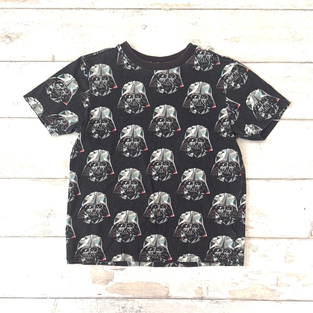 Star Wars 5T Boys Darth Vader Print Shirt Black Short Sleeves Kids Size 5